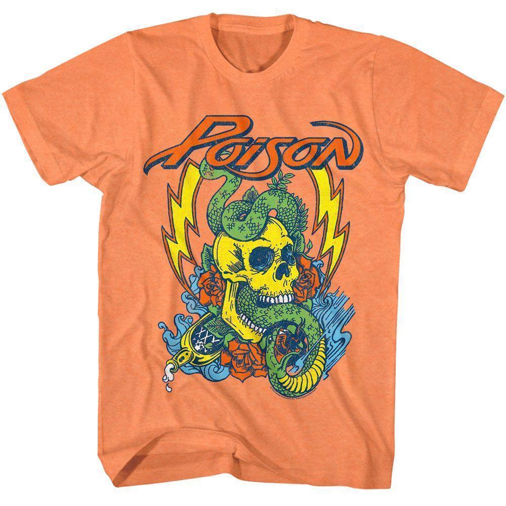 Poison Snake Skull Cantaloupe Heather Adult T Shirt